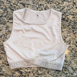 Justice White Tank Top sports bra with Logo Band size 28